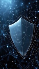 Leinwandbilder - Advanced digital protection concept featuring a high-tech security shield illuminated by cyber connections on a deep blue background