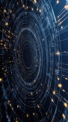 Leinwandbilder - Advanced digital protection concept featuring a high-tech security shield illuminated by cyber connections on a deep blue background