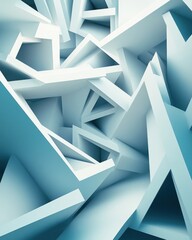 Poster - Abstract geometric shapes in soft blue tones create a dynamic and modern design.