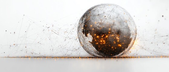 Aufkleber - Digital Earth with a web of glowing lights and connections, symbolizing the power of technology and global unity, isolated on a white background