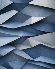 Poster - Abstract view of textured blue paper layers creating a dynamic, layered composition.