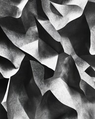 Poster - Abstract monochrome texture with dynamic folds and shadows, creating a sense of depth and movement.