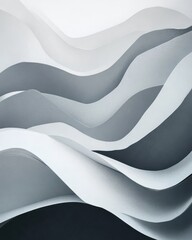 Poster - Elegant abstract waves in shades of gray, creating a serene and modern atmosphere.