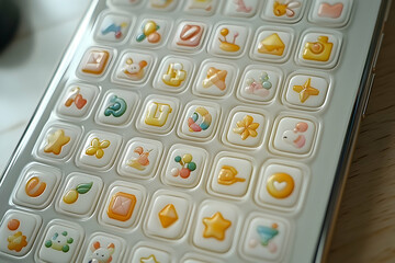 Poster - Cute app icons on a phone screen.