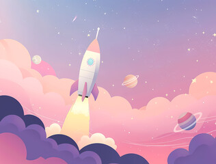 Wall Mural - rocket in space