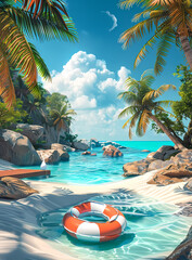 Wall Mural - beach with palm trees