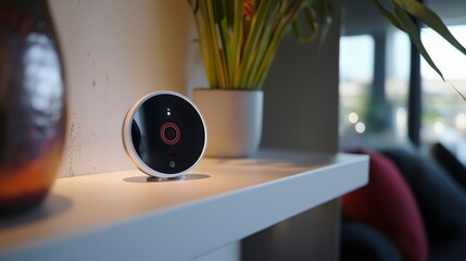 Poster - Smart home security hub live feed features for modern living room tech and contemporary safety solutions