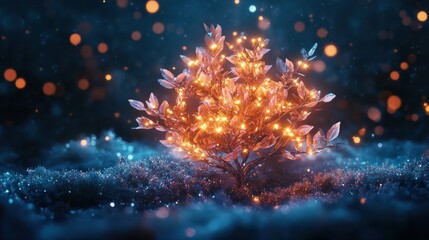 Aufkleber - A radiant Christmas tree glowing with festive fairy lights, surrounded by a shimmering background of frosted sparkles