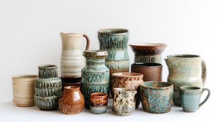 Poster - Artisan handmade pottery collection with unique glazes studio showcase craft environment aesthetic display handmade concept