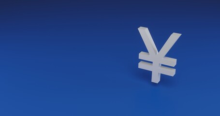 Poster - Isolated realistic white yuan symbol with shadow. Located on the right side of the scene. 3d illustration on transparent background