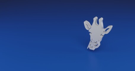 Poster - Isolated realistic white giraffe head symbol with shadow. Located on the right side of the scene. 3d illustration on transparent background
