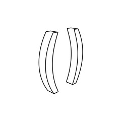 Poster - The outline of a large brackets symbol is made with black lines. 3D view of the object in perspective. Vector illustration on white background