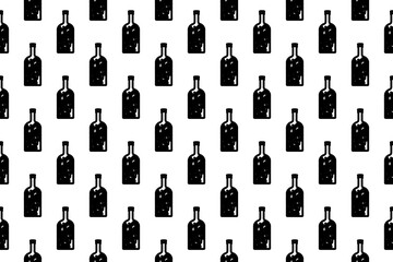 Wall Mural - Seamless pattern completely filled with outlines of a branch in a bottle symbols. Elements are evenly spaced. Illustration on transparent background