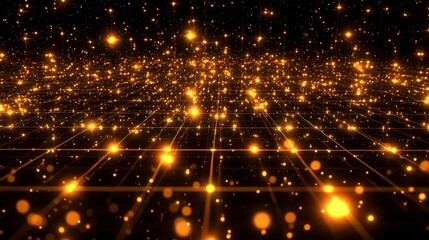 Leinwandbilder - Dynamic abstract technology background showcasing golden particles in a futuristic environment for visual innovation