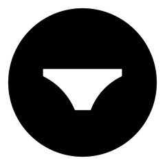 Poster - A women's underpants symbol in the center. Isolated white symbol in black circle. Illustration on transparent background