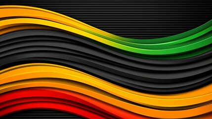 Poster - Colorful Wavy Patterns in Black Background for Modern Design