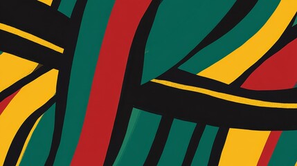 Poster - Colorful Abstract Lines with Green, Red, Yellow, and Black Patterns