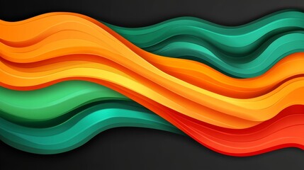 Poster - Colorful Waves in Orange, Green and Red Abstract Design