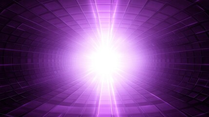 Poster - Purple Light Burst in a Geometric Tunnel Creating a Vibrant Atmosphere