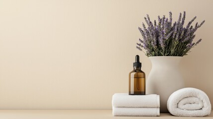 Poster - Spa essentials creating a tranquil atmosphere promoting relaxation, self-care, and aromatherapy benefits