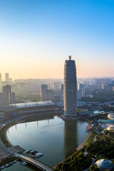 Wall Mural - Aerial photography of CBD and Ruyi Lake in Zhengdong New District, Zhengzhou, Henan Province, China