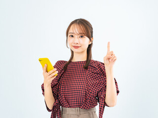 Poster - スマートフォン、ビジネスウーマン、女性、スマホ、SNS、おすすめ、キャンペーン、セール、アプリ、紹介、案内、ガイド、ポイント、レッスン、セミナー、カジュアル、宣伝、PR、誘導、お知らせ、告知、説明、情報、DX、ビジネス、キャリアウーマン、メール、検索、予約、クーポン、お得、ビズ、リーチ、カラフル、笑顔、日本人、若い、広告、受付、勧める、動画、ニュース、プレゼント、ナンバーワン、アドバイザー、切り抜