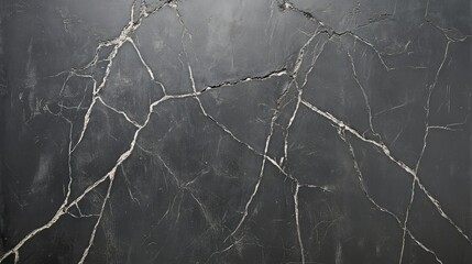 Poster - Black Marble Surface with Distinctive Cracks and Veins Design