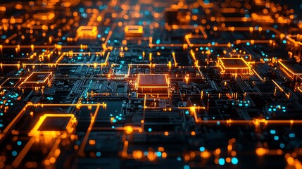 Poster - Abstract glowing circuit board.