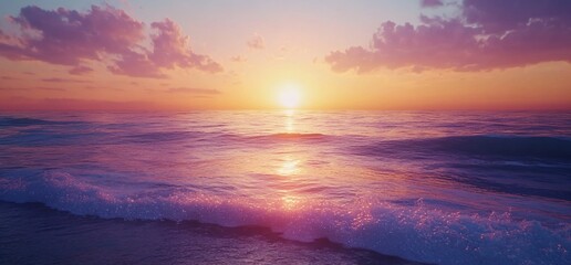Poster - Serene sunset over the ocean, reflecting vibrant colors on the water.