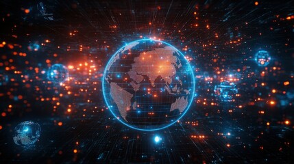 Poster - Global Connectivity Visualization with Digital World Map and Data Flow