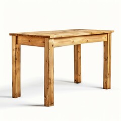 Poster - Simple and sturdy wooden table isolated on white, showcasing carpentry and craftsmanship