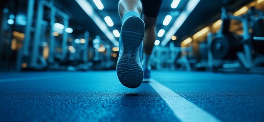Poster - A person running on a gym track, emphasizing fitness and exercise.