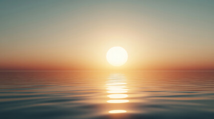 Wall Mural - Golden glow: a serene and tranquil sunrise seascape over the calm ocean
