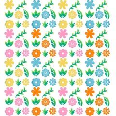 Wall Mural - Minimalistic Isolated Seamless floral pattern set and pack of flowers and plants on white background colourful wallpaper paper wrap Tulip tulips and rose roses
