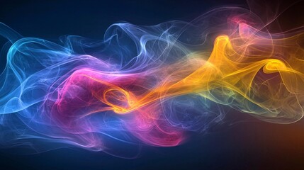 Fototapete - Dynamic colorful smoke swirls abstract art digital design creative studio colorful background visual conceptualization