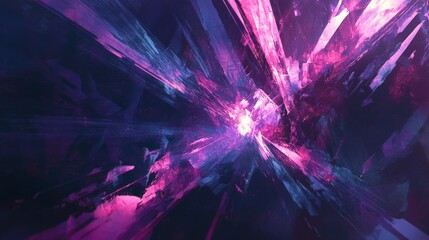 Poster - Abstract art composition of dynamic blue light beams in a mystical environment with vibrant visual elements