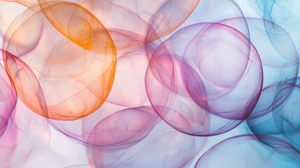 Aufkleber - Dynamic overlapping circles in soft pastel tones abstract art studio setting artistic viewpoint visual harmony