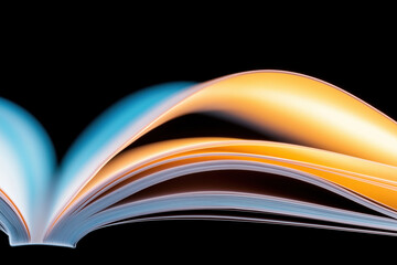 Poster - Brightly colored pages of an open book displaying motion blur while flipping