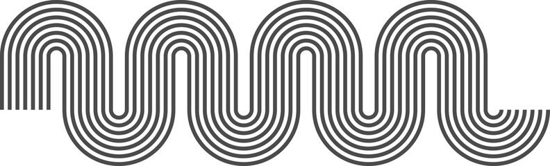 Wall Mural - abstract shape with line pattern. retro geometric waves. organic graphic element and curved modern f