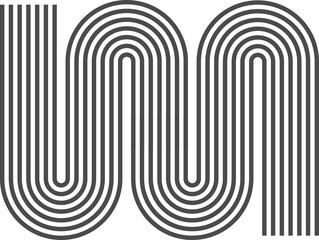 Wall Mural - abstract shape with line pattern. retro geometric waves. organic graphic element and curved modern f
