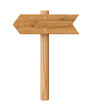 © backup16 - 3d wooden signboard vector illustration. Realistic wood sign post. Blank arrow with wood texture, plywood road pointer. City guidance