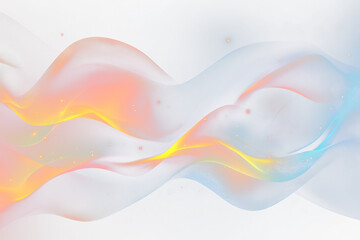 Aufkleber - Abstract flowing waves of vibrant orange and blue with glowing particles.