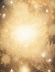 Wall Mural - christmas background with fireworks - abstract light golden background - Generative AI