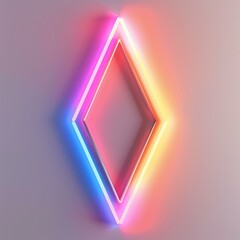 Poster - glowing neon lights forming a rhombus shape on a wall, creating a vibrant and colorful display