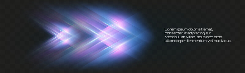 Poster - Abstract glowing background with intersecting light beams, neon highlights, and futuristic purple and blue tones on a dark transparent backdrop.
