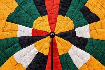 Poster - A simple, abstract depiction of a vibrant Ethiopian festival umbrella, using bright, bold colors and symmetrical patterns