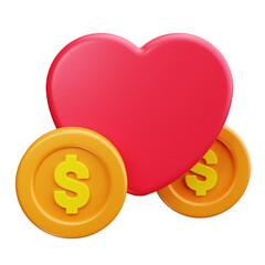 Wall Mural - Heart Dollar 3d Render Icons