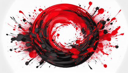 Poster - Abstract paint splash in black and red, forming a circle