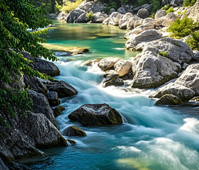 Wall Mural - waterfall in the mountains