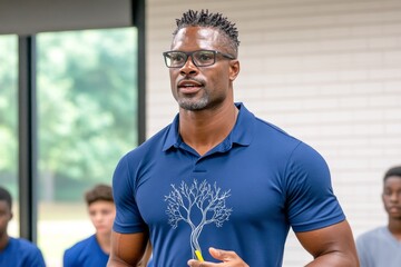 Poster - A teacher explaining the concept of evolution to students using a diagram of the tree of life in a classroom setting